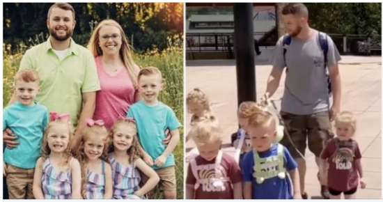 Dad is massively shamed for putting leashes on his 5-year-old quintuplets